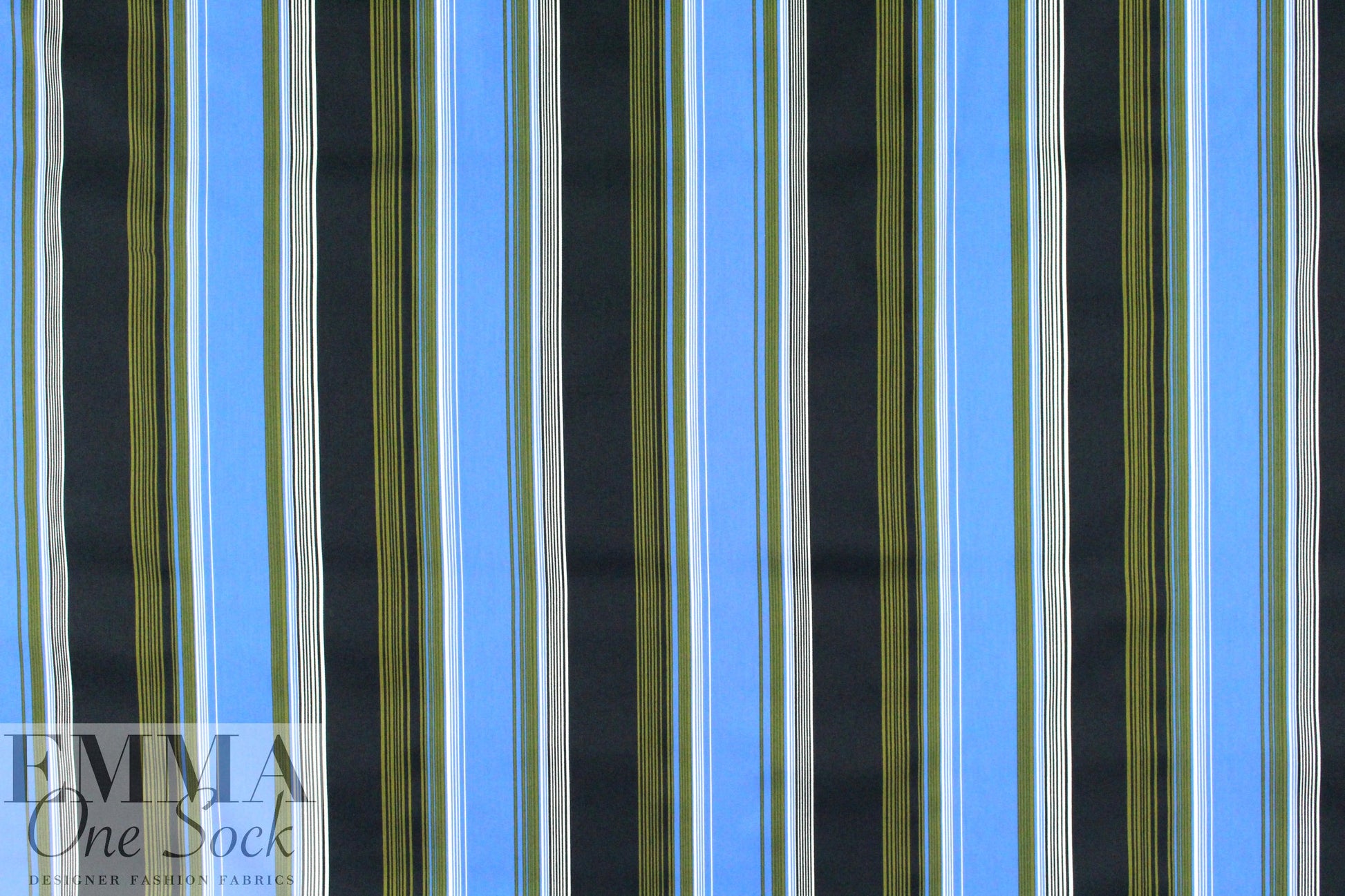 famous designer striped cotton stretch poplin - blue