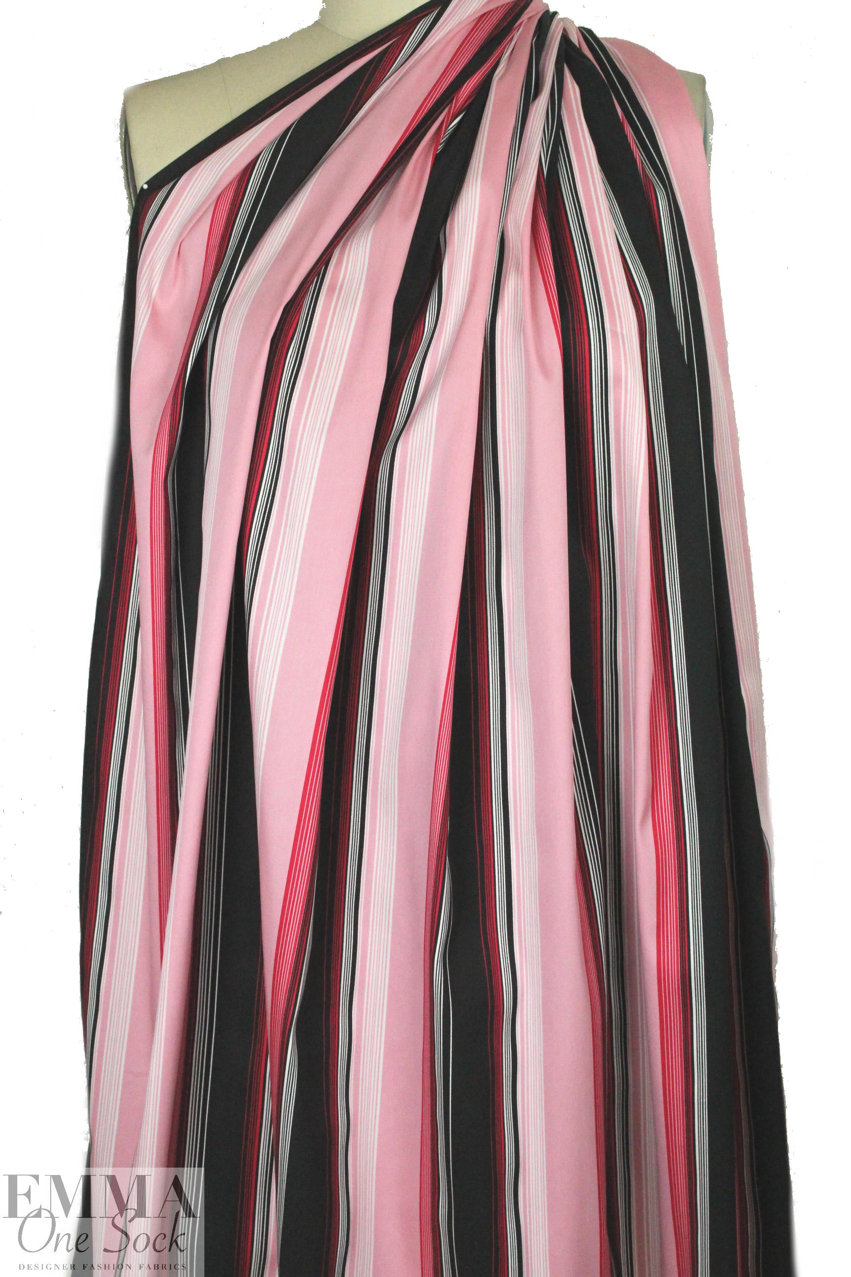 famous designer striped cotton stretch poplin - pink .875 yds