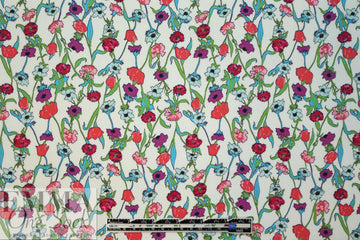 Italian light blue/violet floral cotton stretch woven