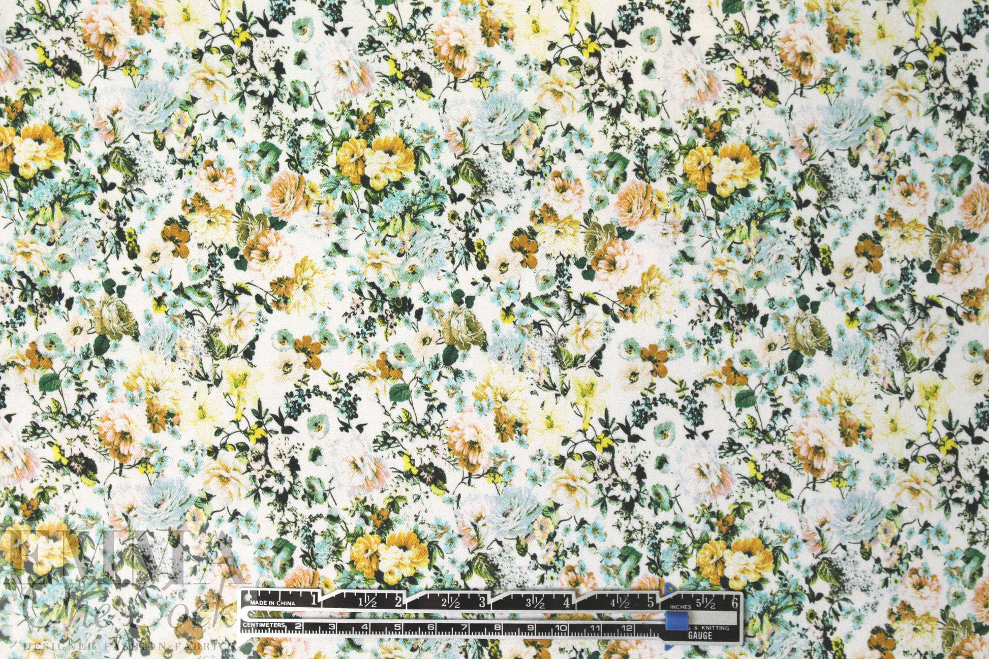 NY designer nostalgic floral cotton stretch twill 1.125 yds