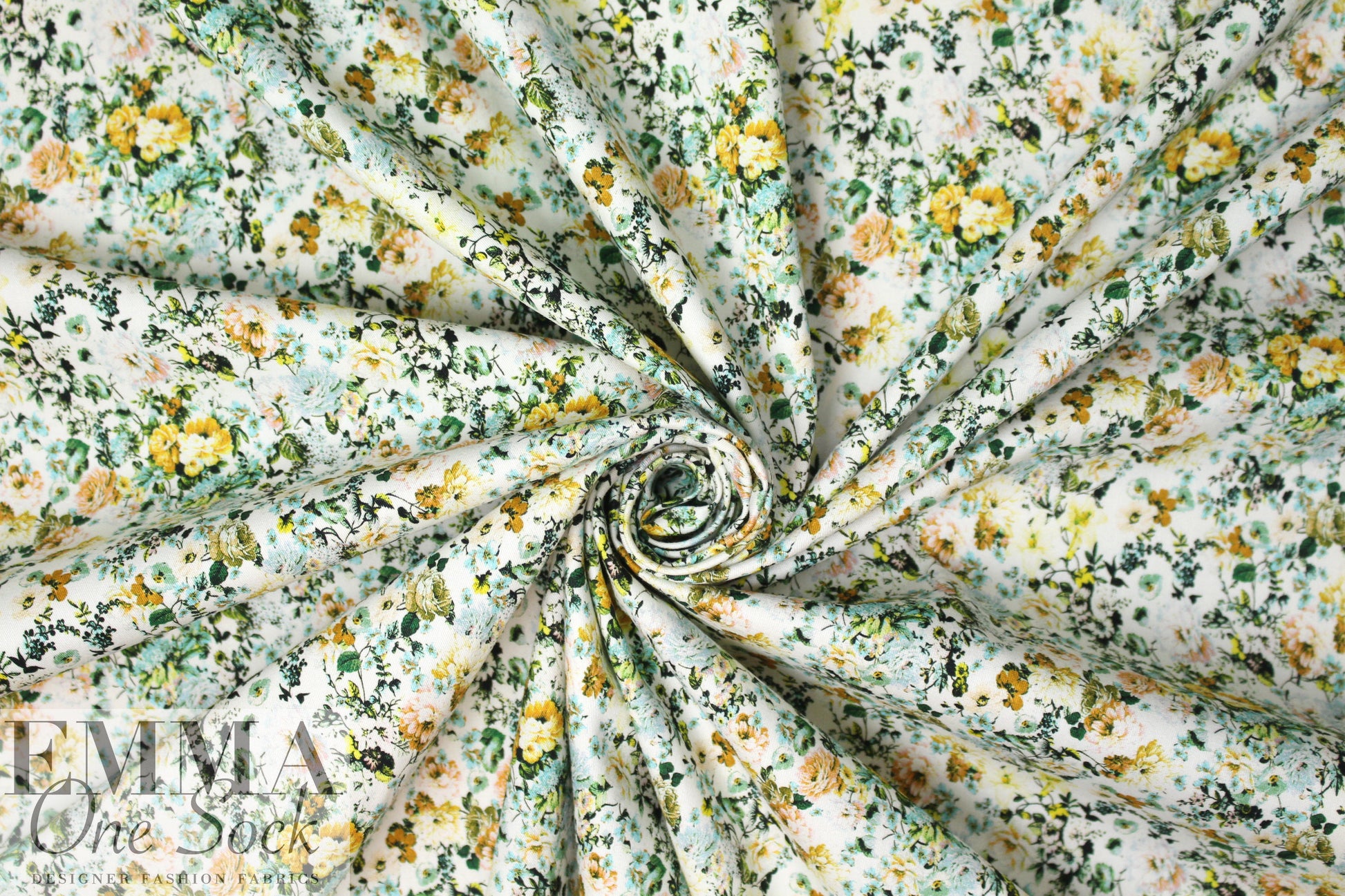 NY designer nostalgic floral cotton stretch twill