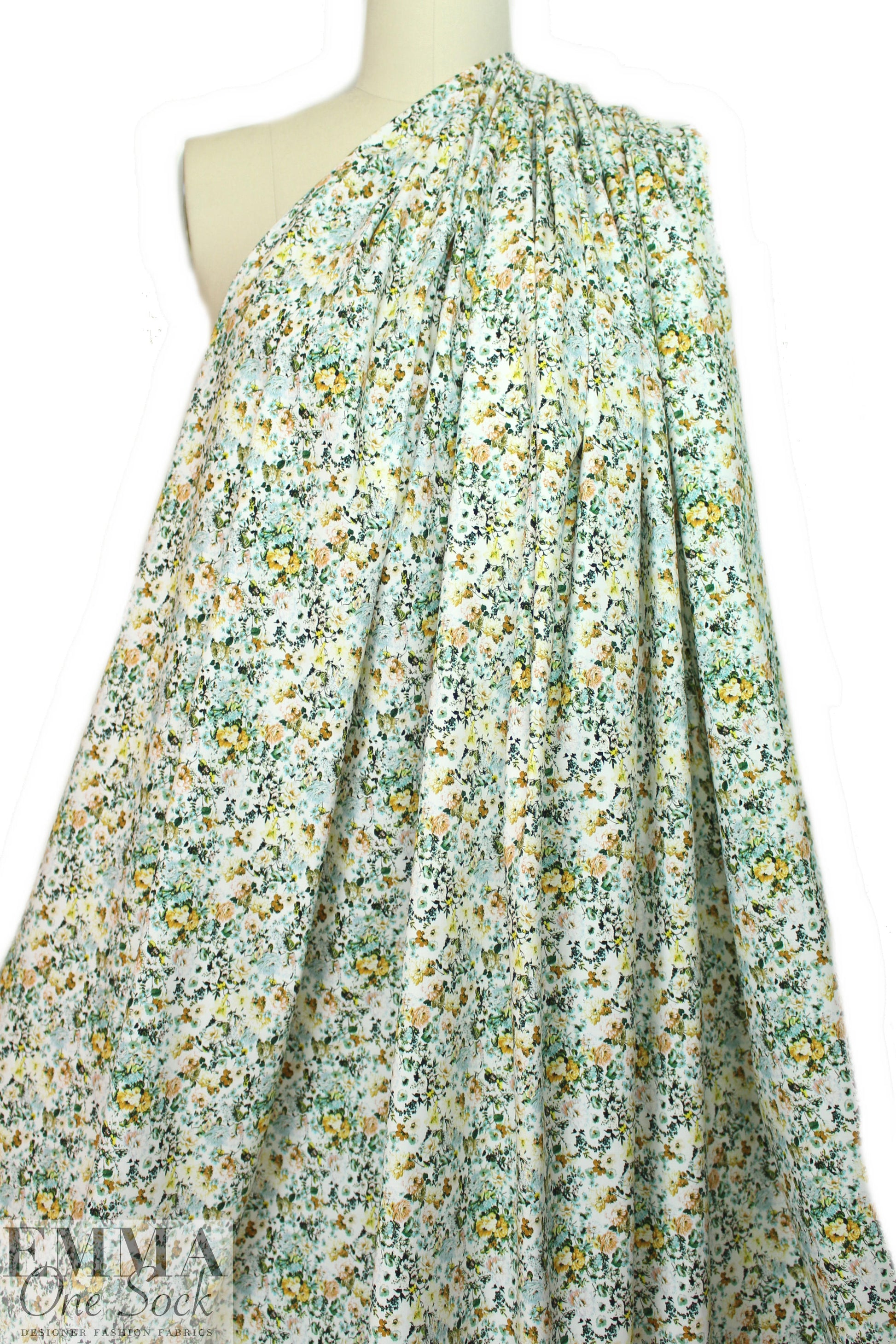 NY designer nostalgic floral cotton stretch twill