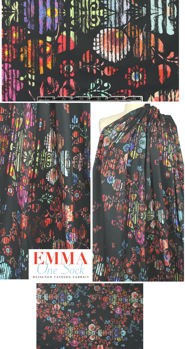 NY designer cotton/lycra woven - slatted flowers