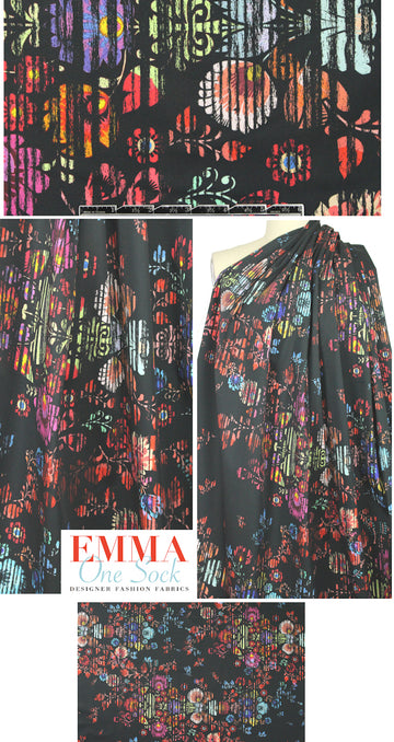 NY designer cotton/lycra woven - slatted flowers