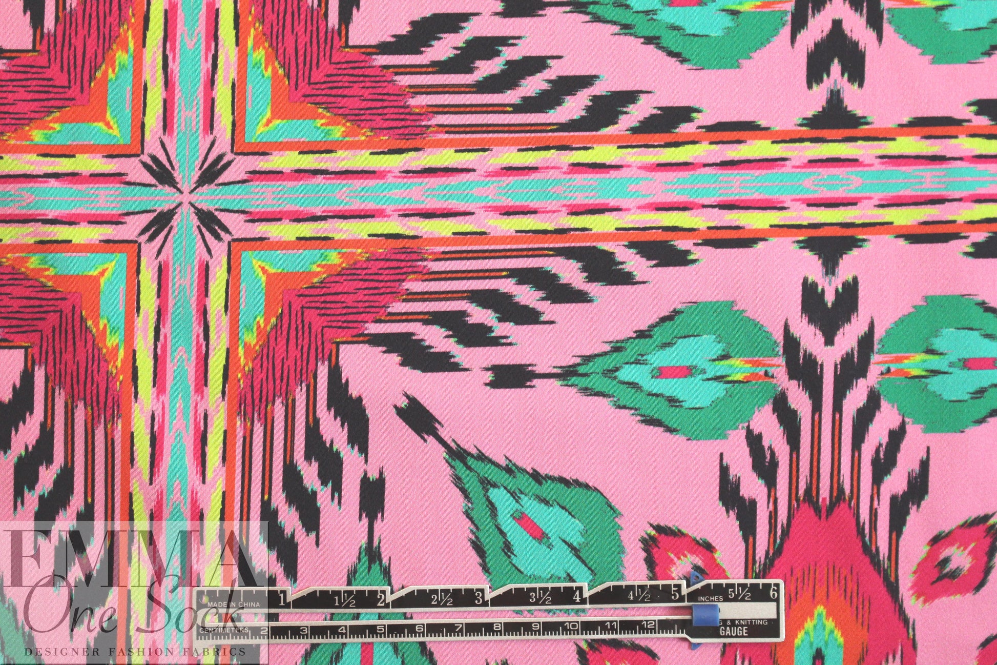 famous designer cotton stretch panel - pink southwest .5 yds