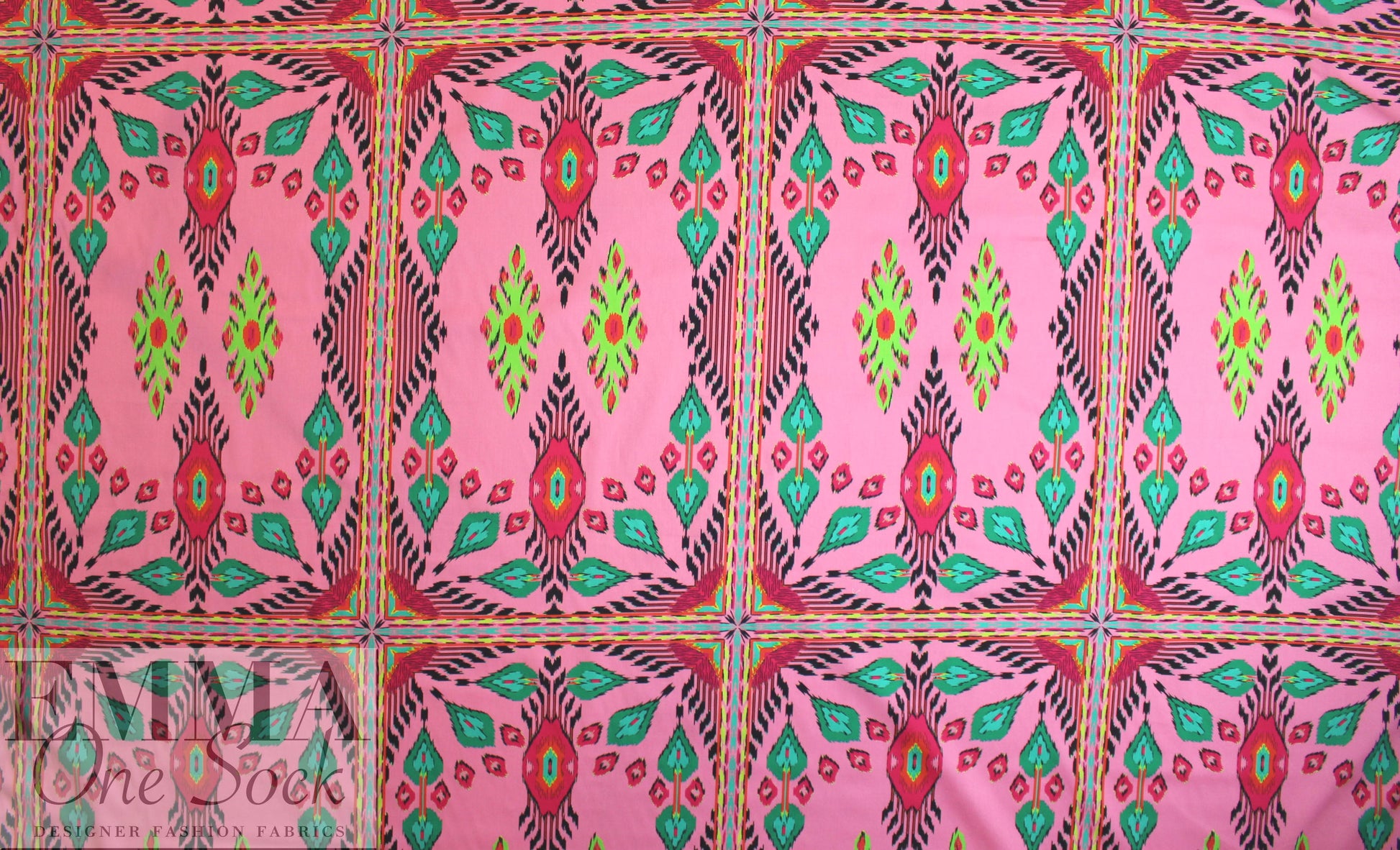 famous designer cotton stretch panel - pink southwest .5 yds