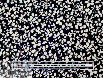NY designer b/w floral stretch silk georgette 2.125 yd