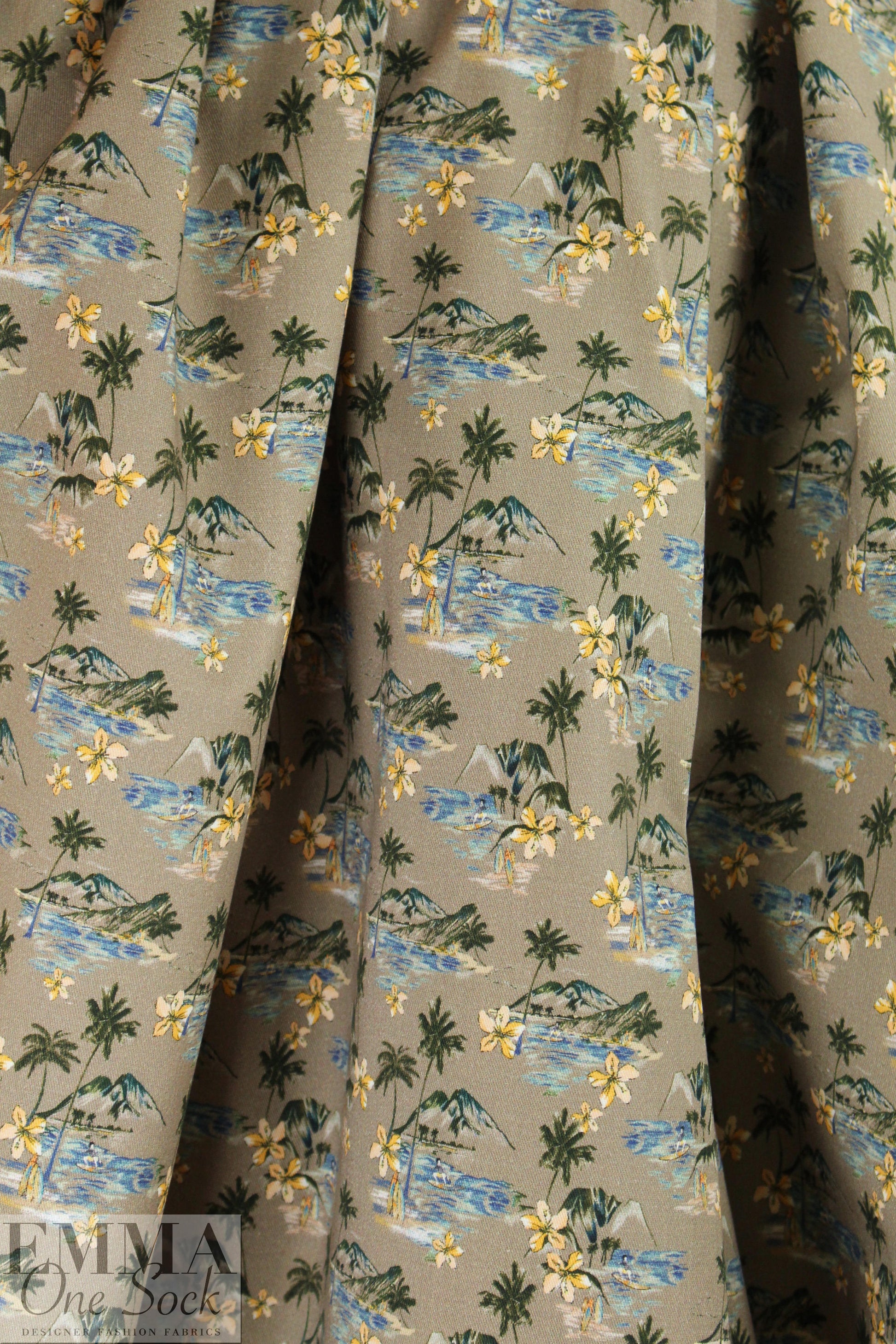 French 'island kitch' cotton stretch denim 2.125 yd
