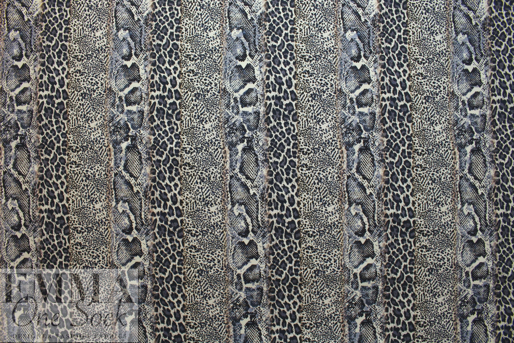 French animal print cotton stretch denim