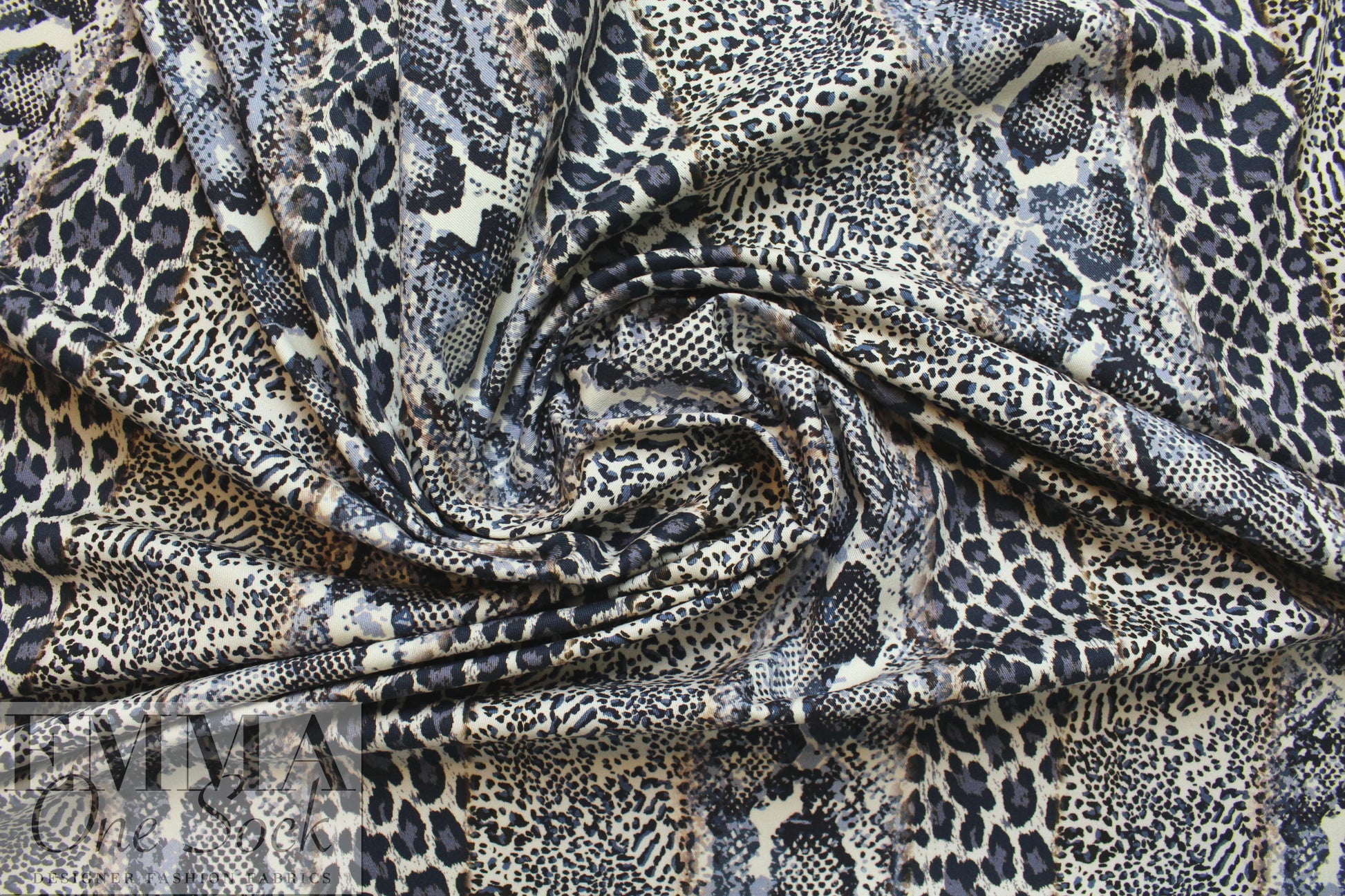 French animal print cotton stretch denim .5 yds