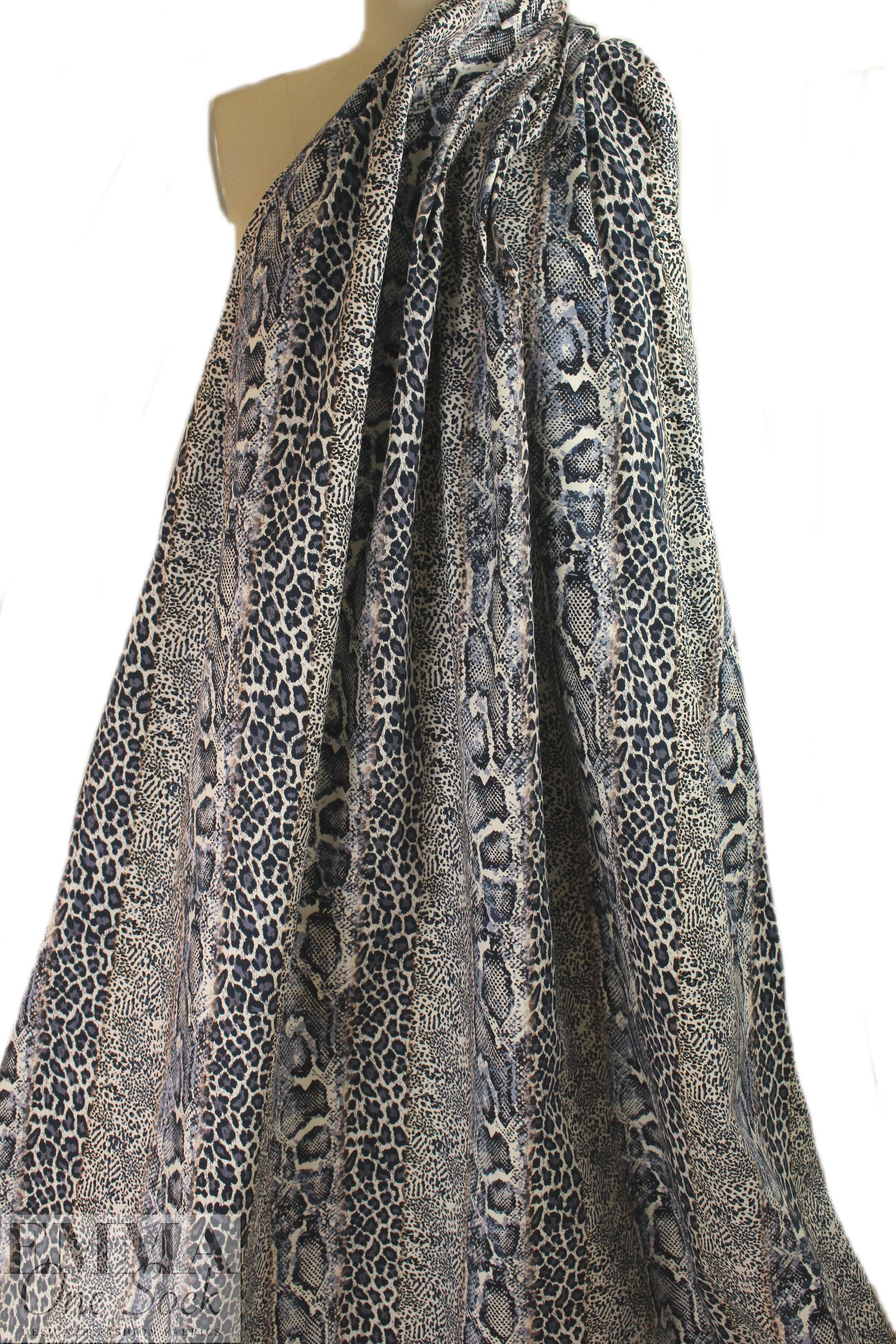 French animal print cotton stretch denim