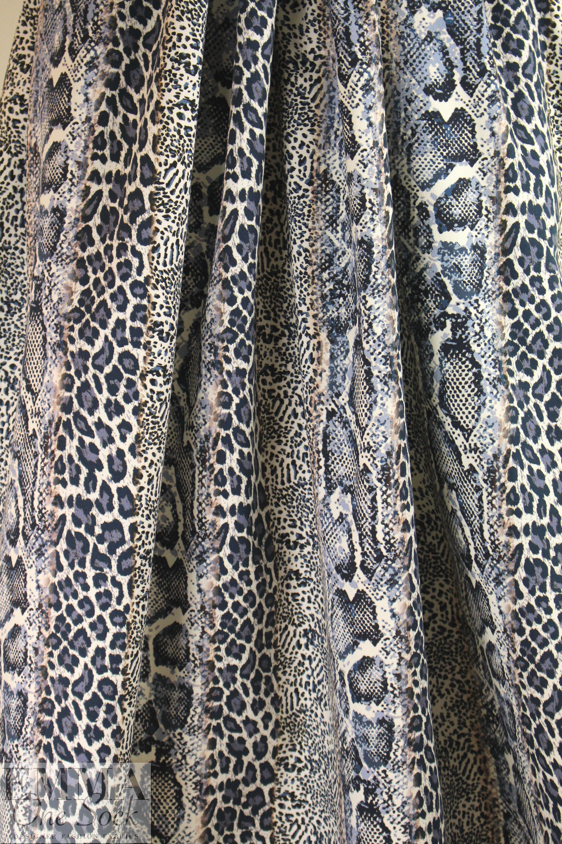 French animal print cotton stretch denim