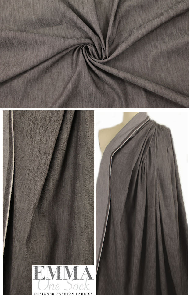 slub textured classic plum brown stretch denim