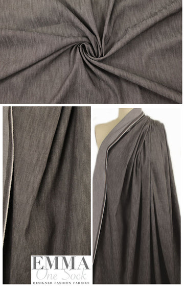 slub textured classic plum brown stretch denim 1.75 yd