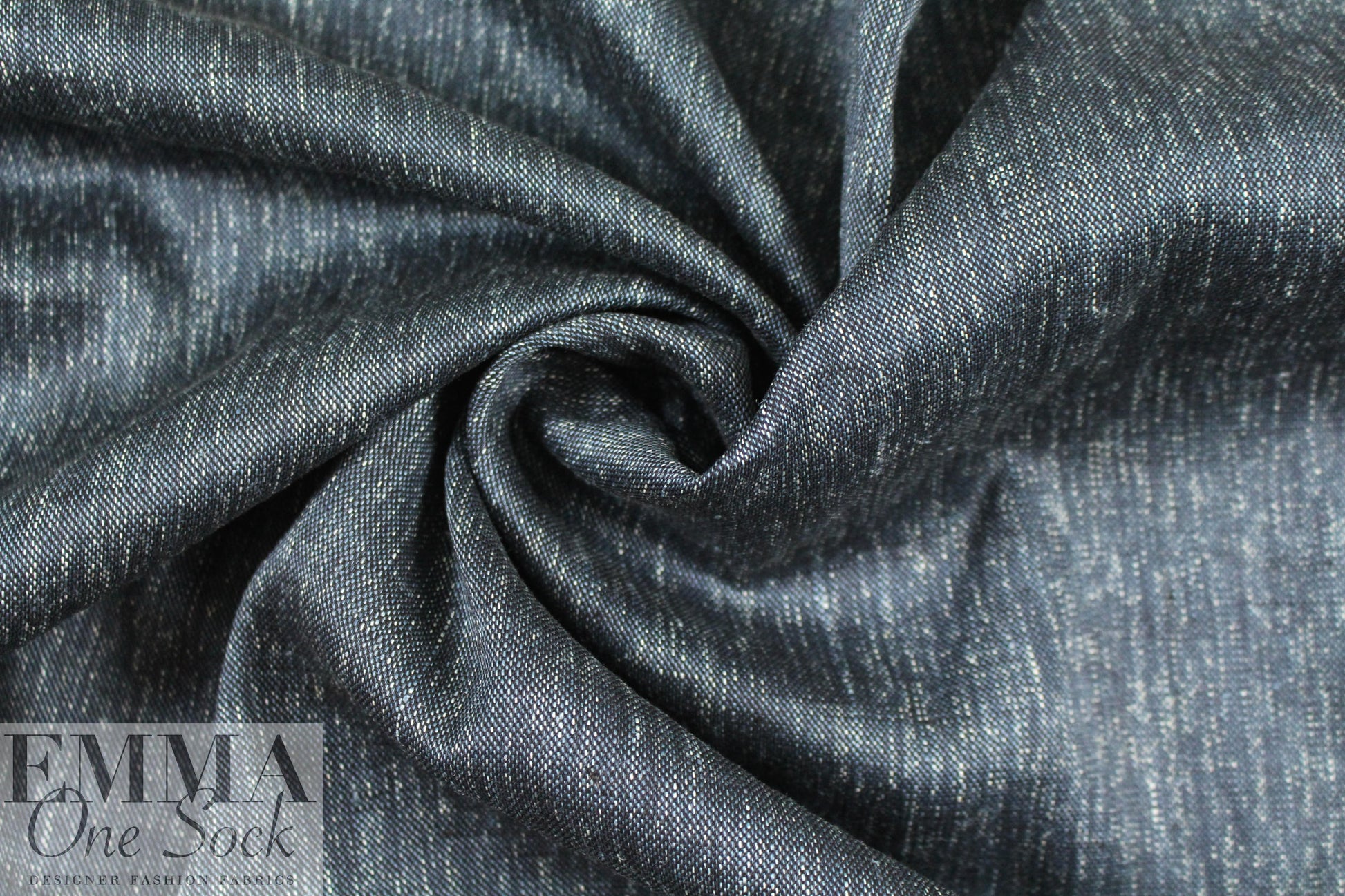 Italian dark denim linen/cotton stretch woven
