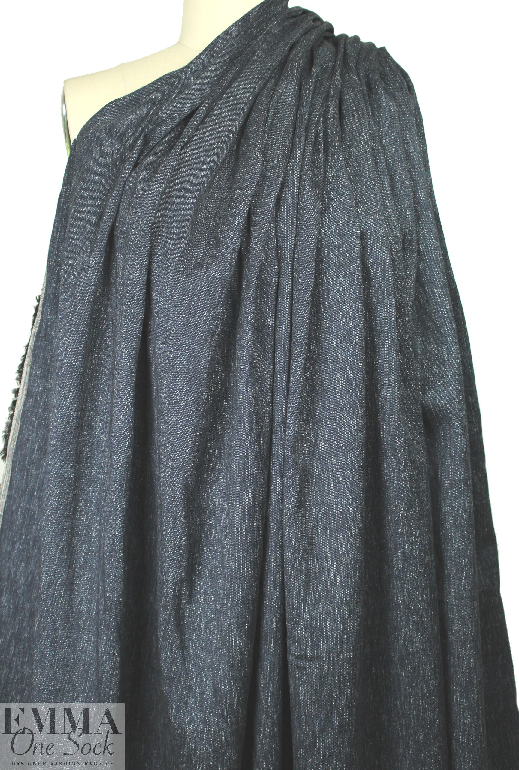 Italian dark denim linen/cotton stretch woven