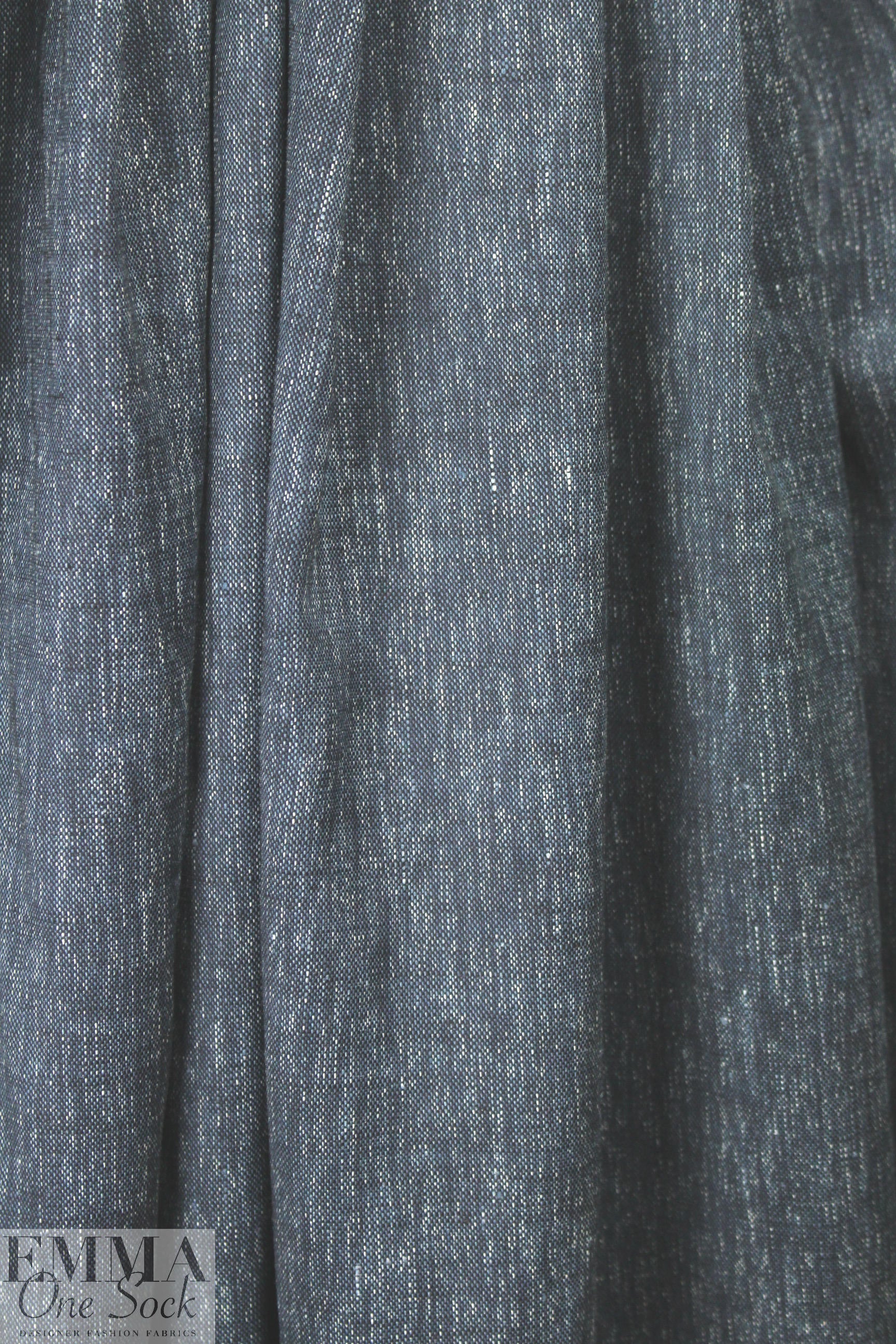 Italian dark denim linen/cotton stretch woven