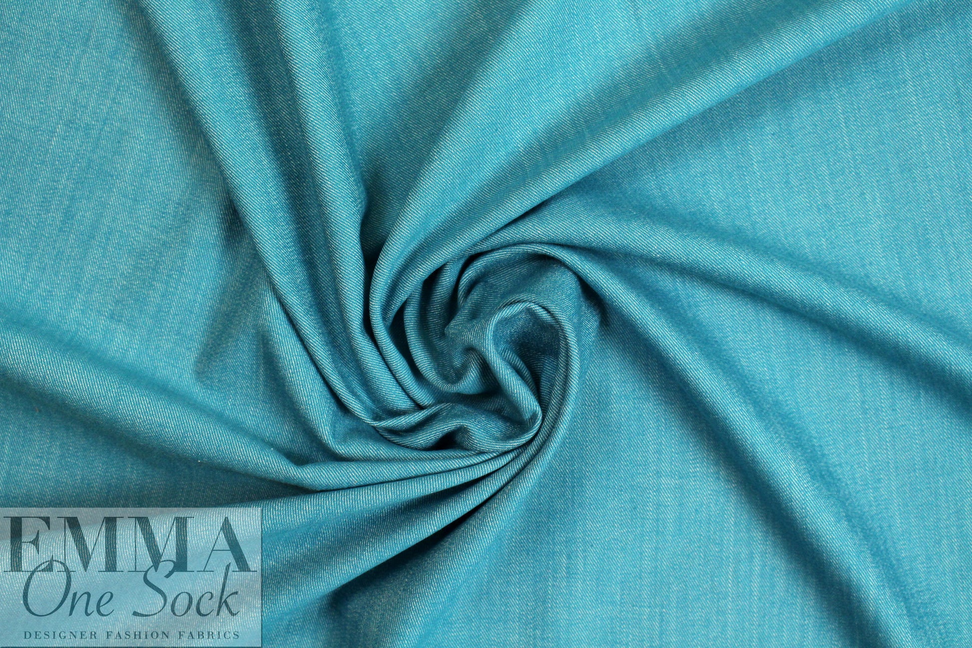 NY designer stretch cotton denim - turquoise