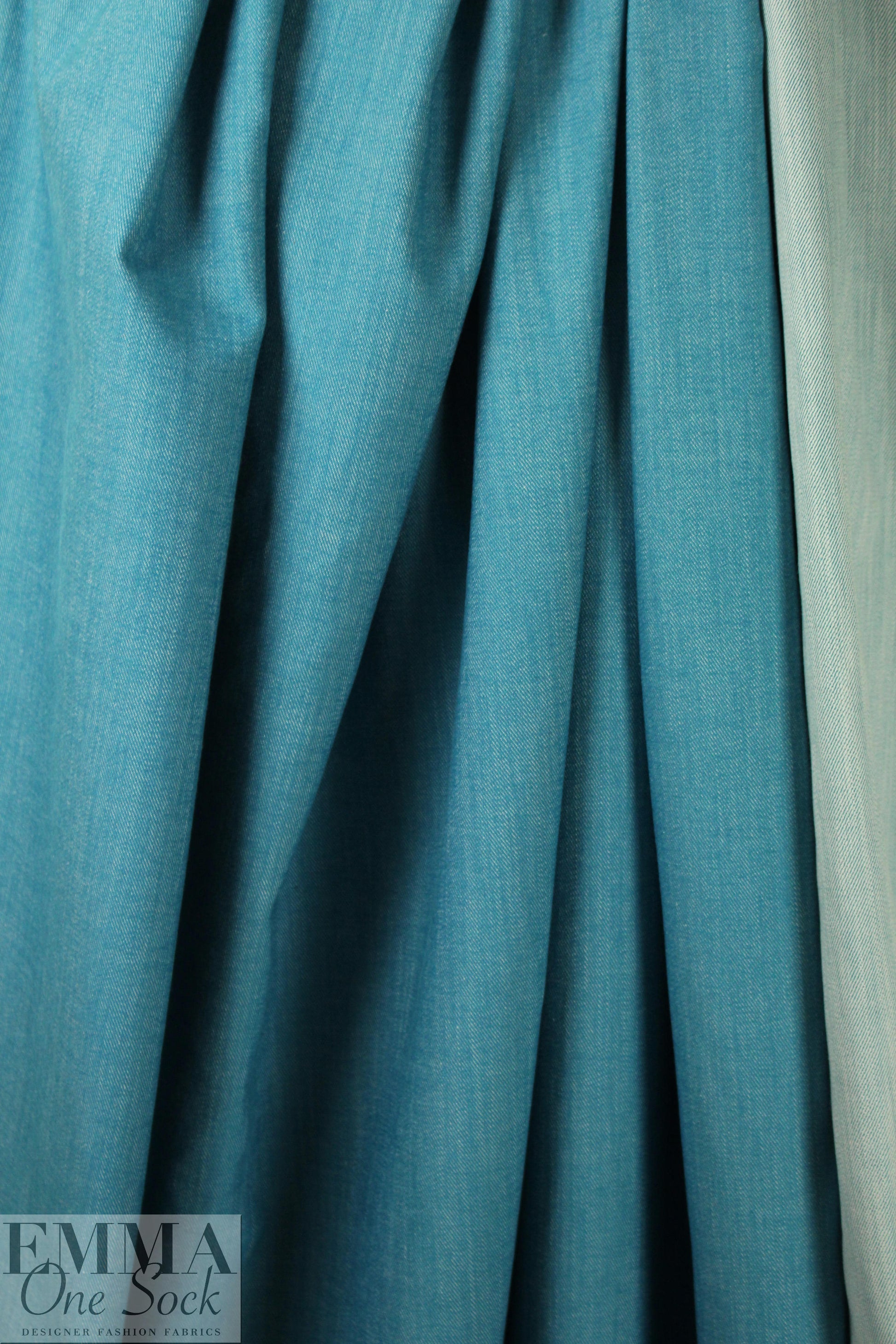 NY designer stretch cotton denim - turquoise