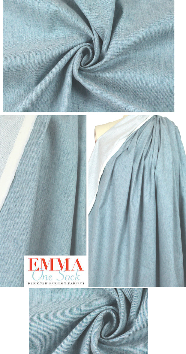 Italian bluestone linen/cotton stretch denim