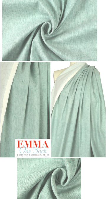 Italian aqua-green linen/cotton stretch denim