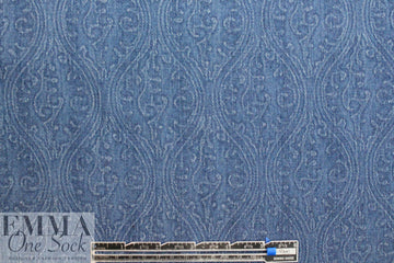 'faded scroll' printed stretch denim - blue