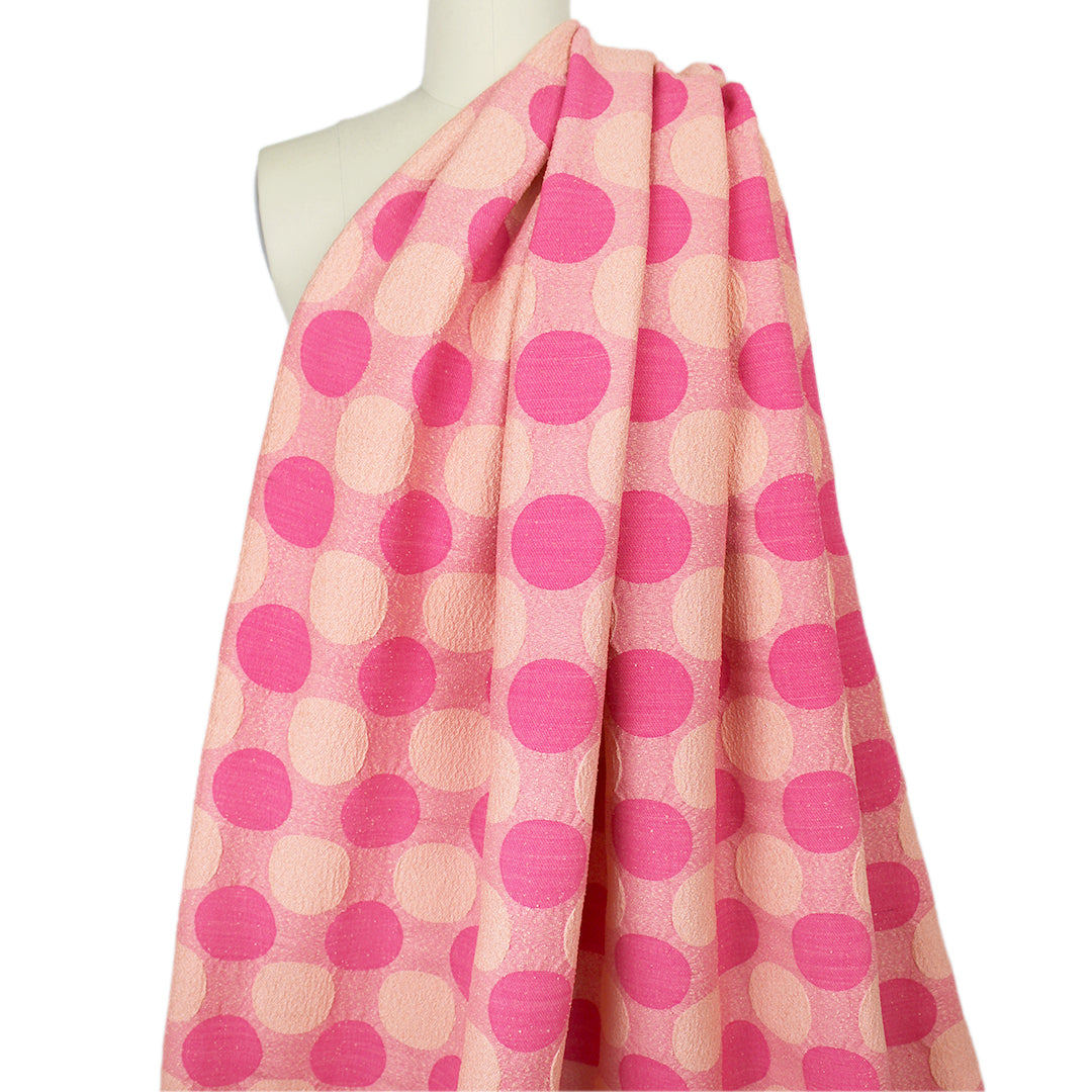 Italian 'pink Malibu' dotted bengaline stretch jacquard 1.125 yds