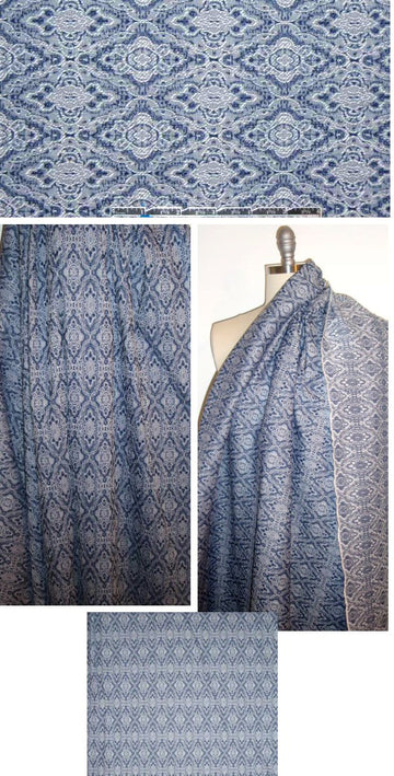 medallion stretch jacquard - denim/white