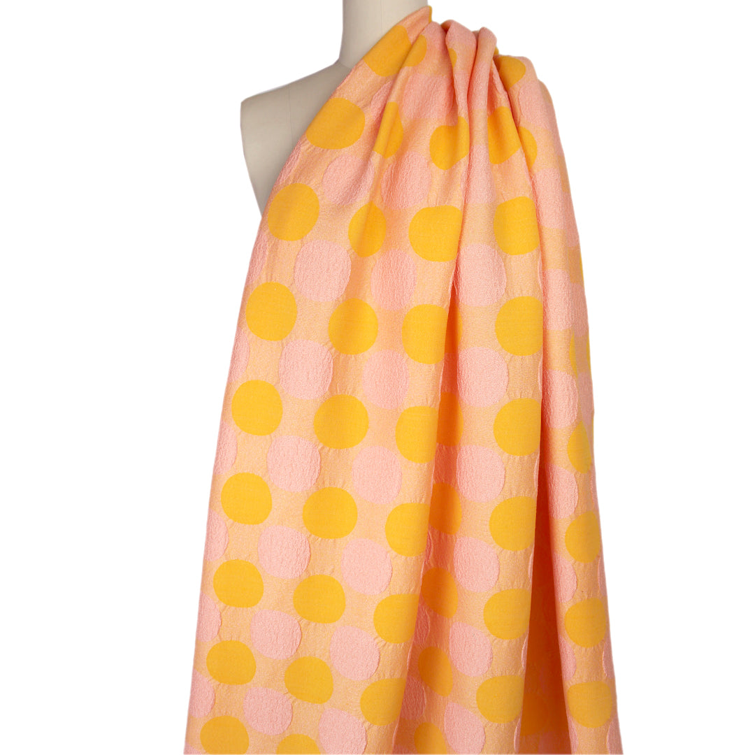 Italian 'peach Malibu' dotted bengaline stretch jacquard .75 yds