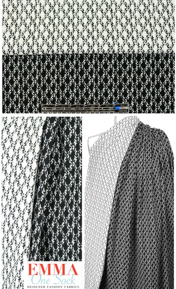 Japanese reversible stretch jacquard - b/w chain link
