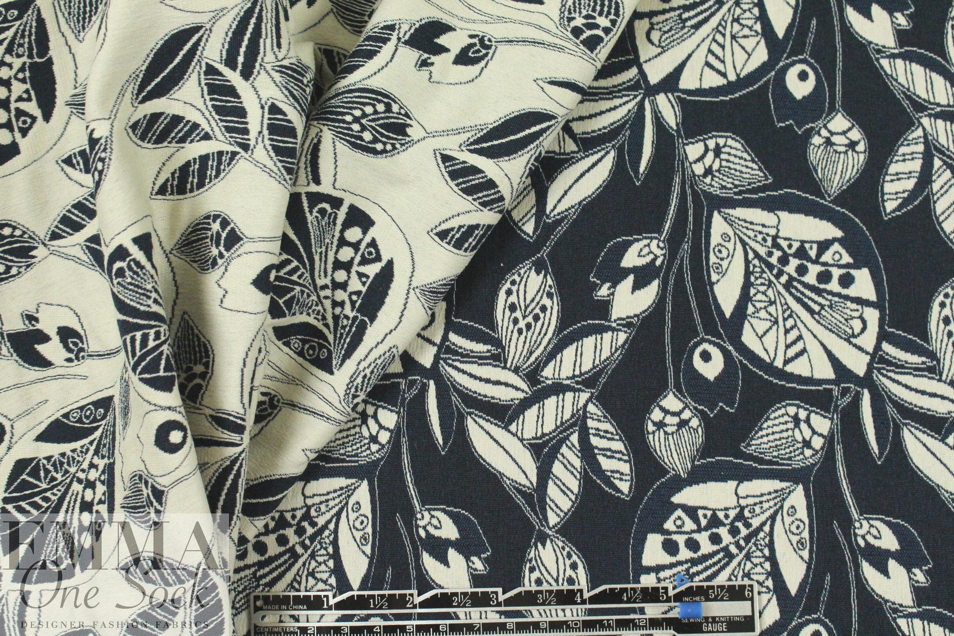 Rag & B0ne cotton stretch 'deco leaf' reversible jacquard