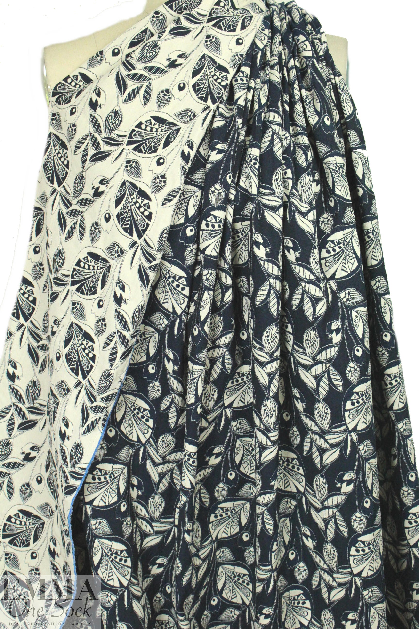 Rag & B0ne cotton stretch 'deco leaf' reversible jacquard