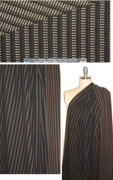 NY designer graphic stripe stretch jacquard - tan/black