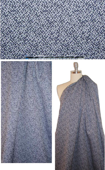 Italian reversible stretch jacquard - midnight/white mosaic