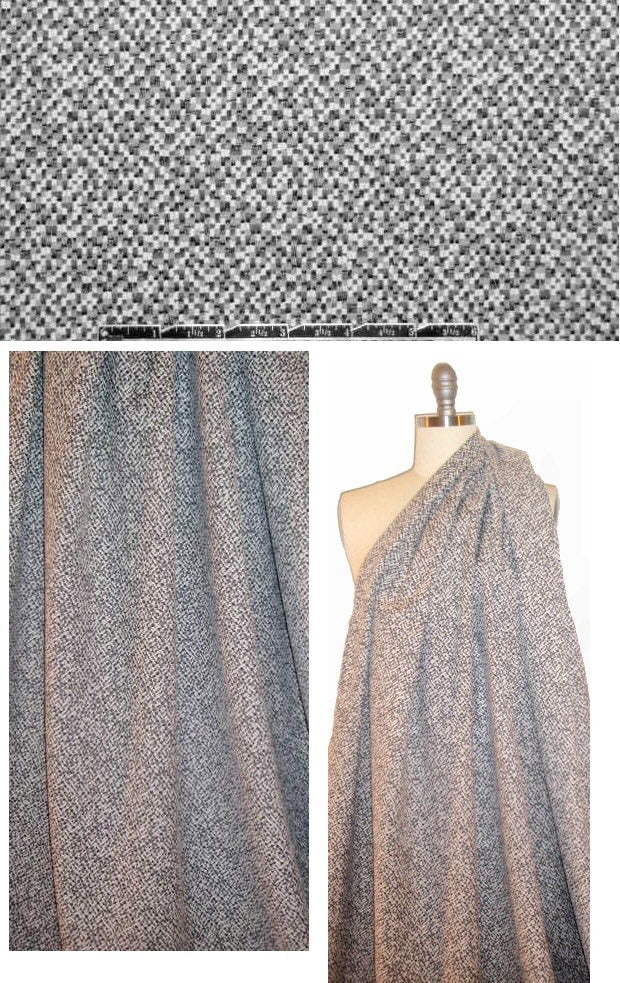 Italian reversible stretch jacquard - black/white mosaic 1 yard