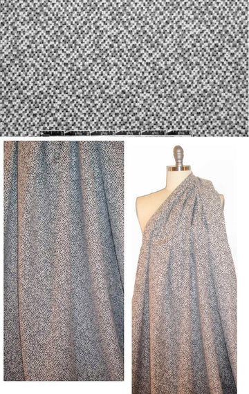 Italian reversible stretch jacquard - black/white mosaic 1 yard