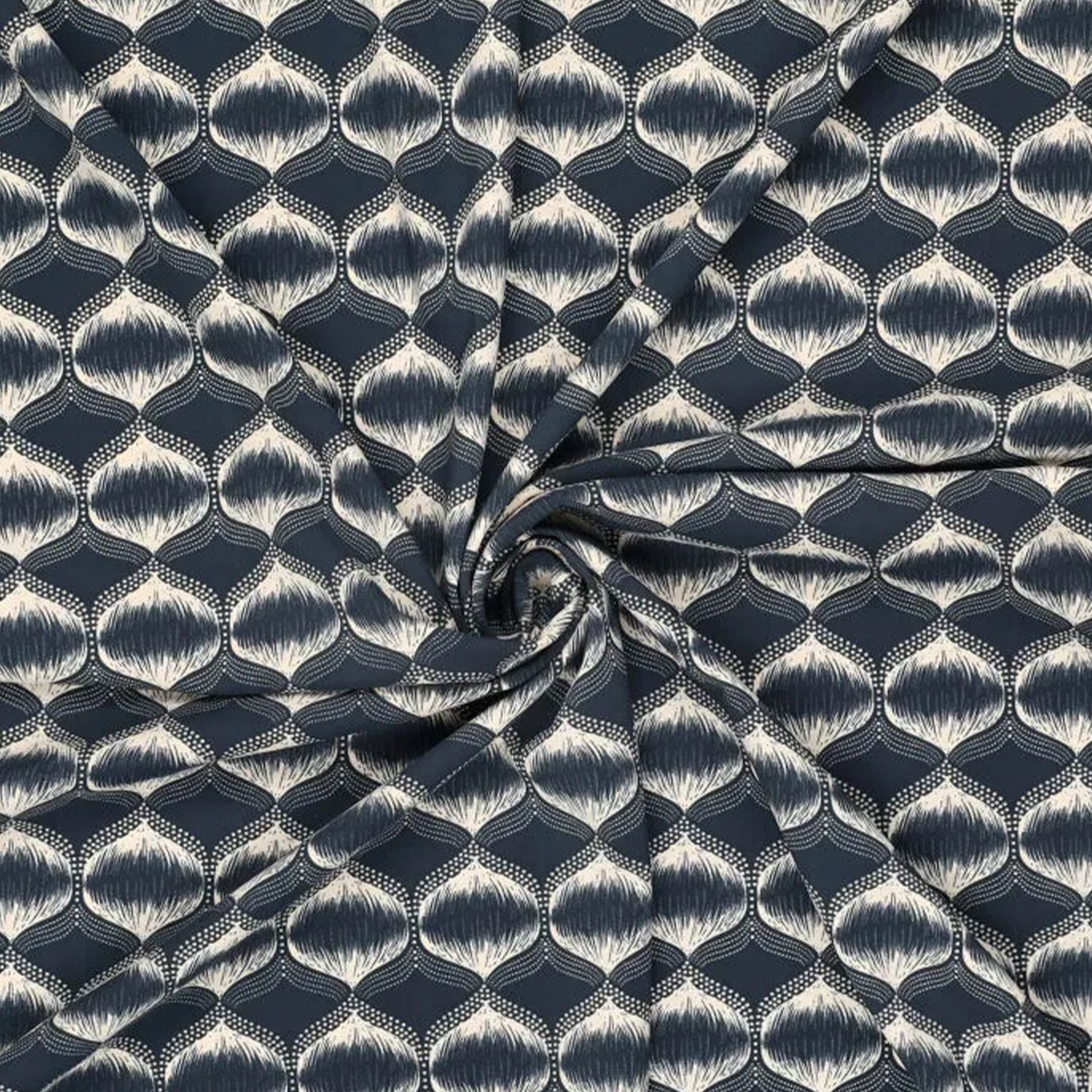 'art deco lantern' drapey stretch jersey