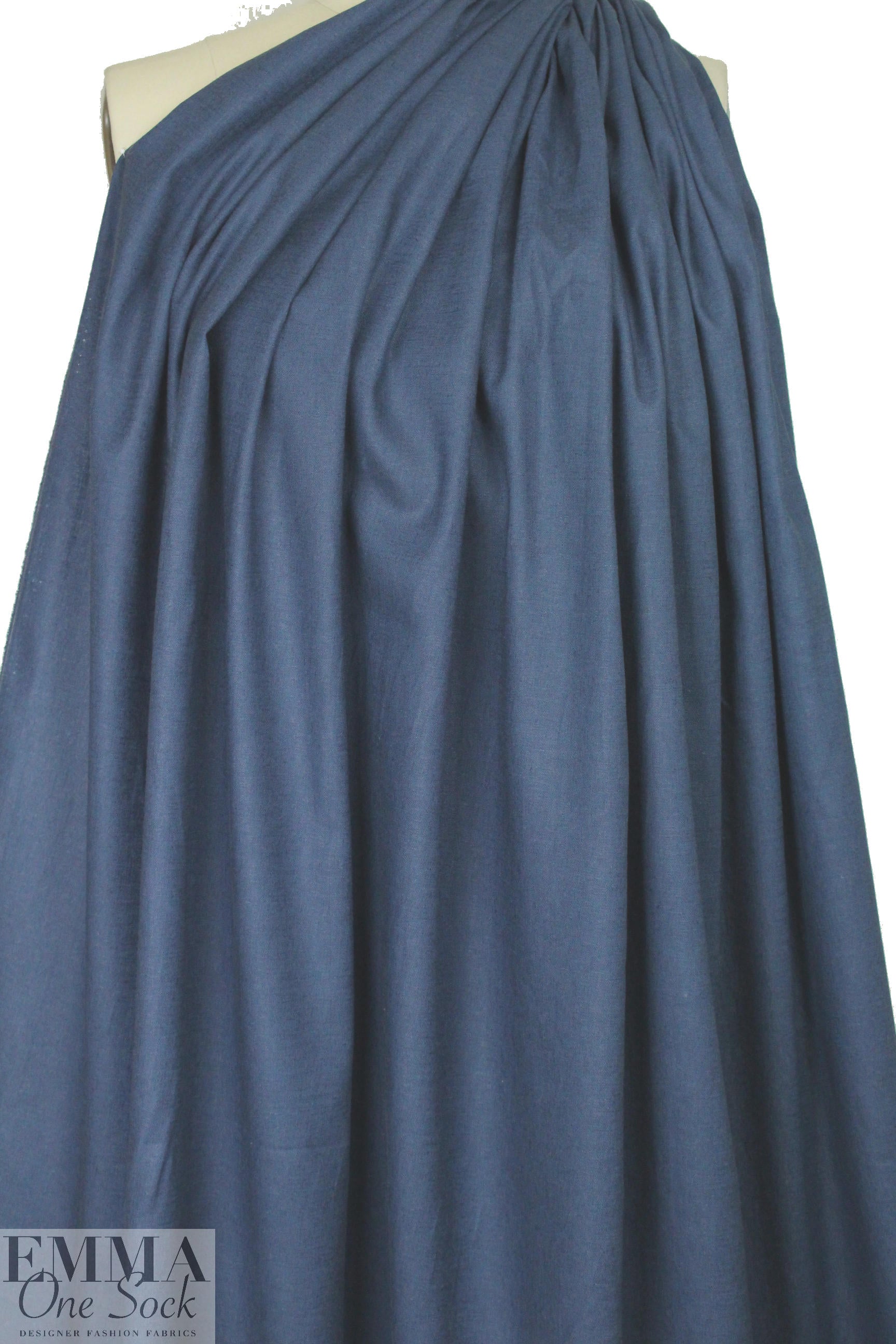 linen/rayon stretch woven - denimy blue .875 yds