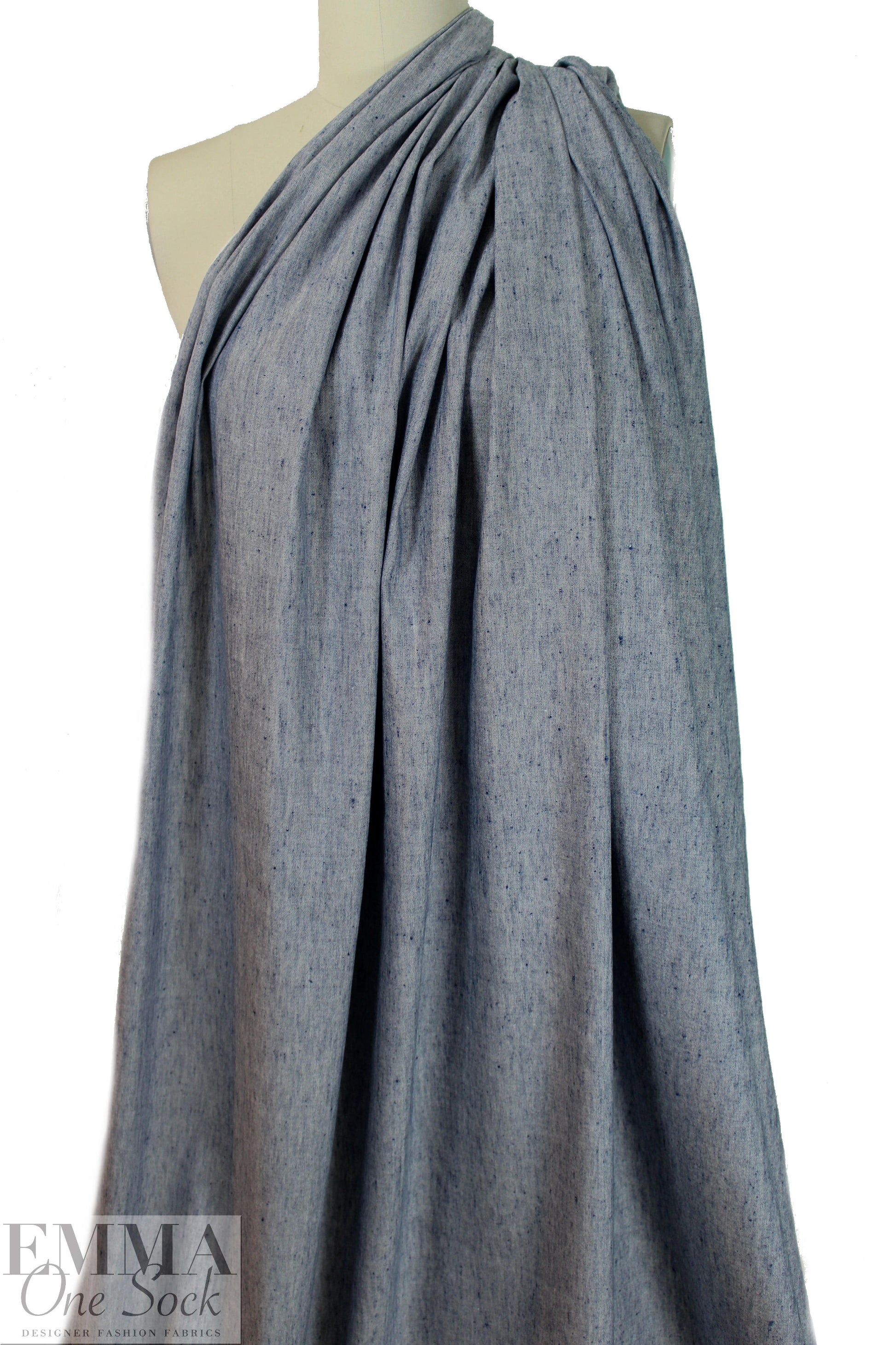 European linen/rayon stretch woven - indigo heather .9 yds