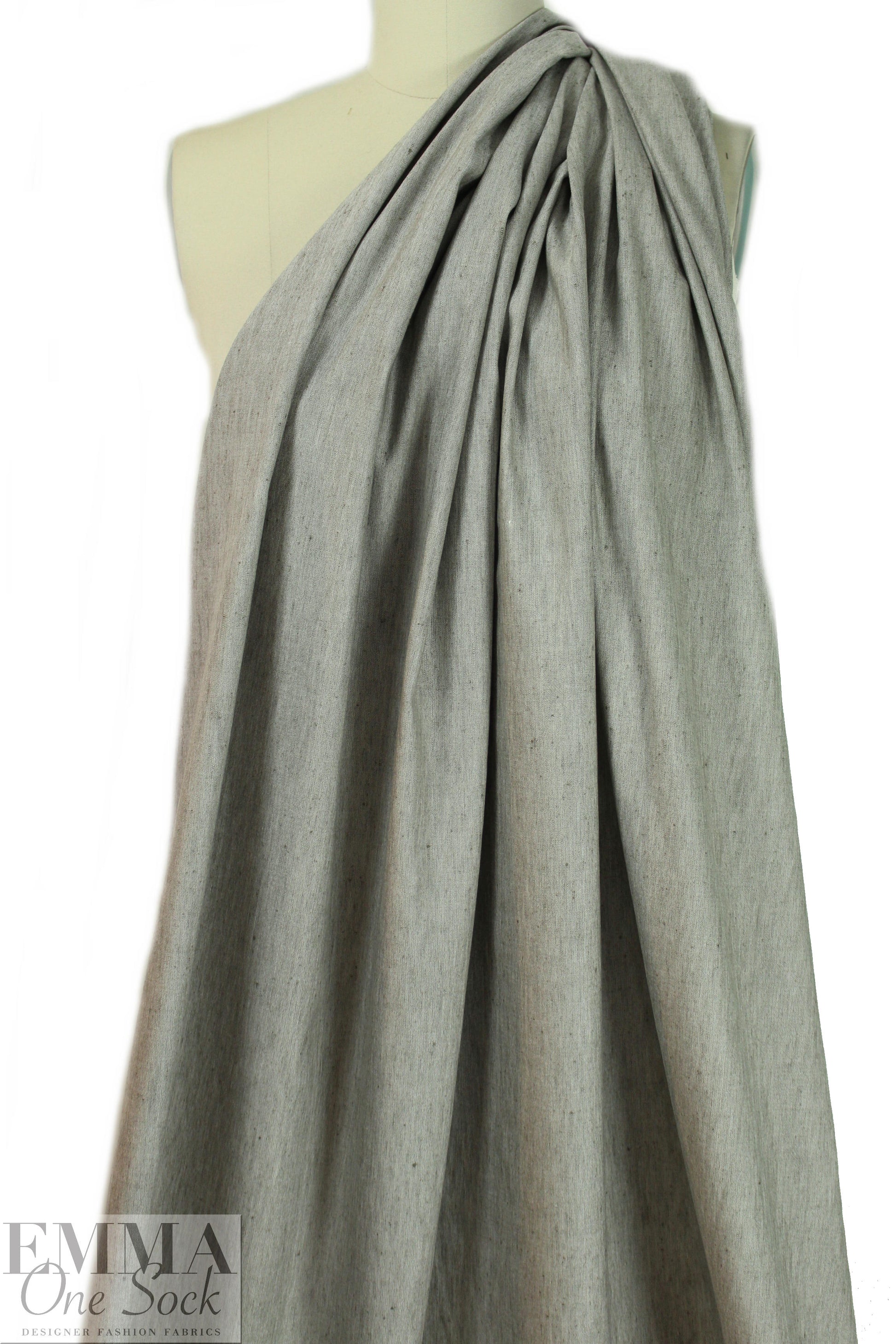 European linen/rayon stretch woven - mushroom heather