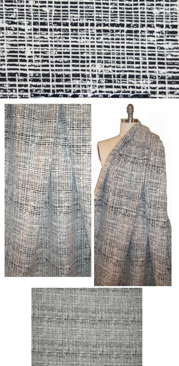 French grid design stretch matelasse'- black/white 1.625 yd