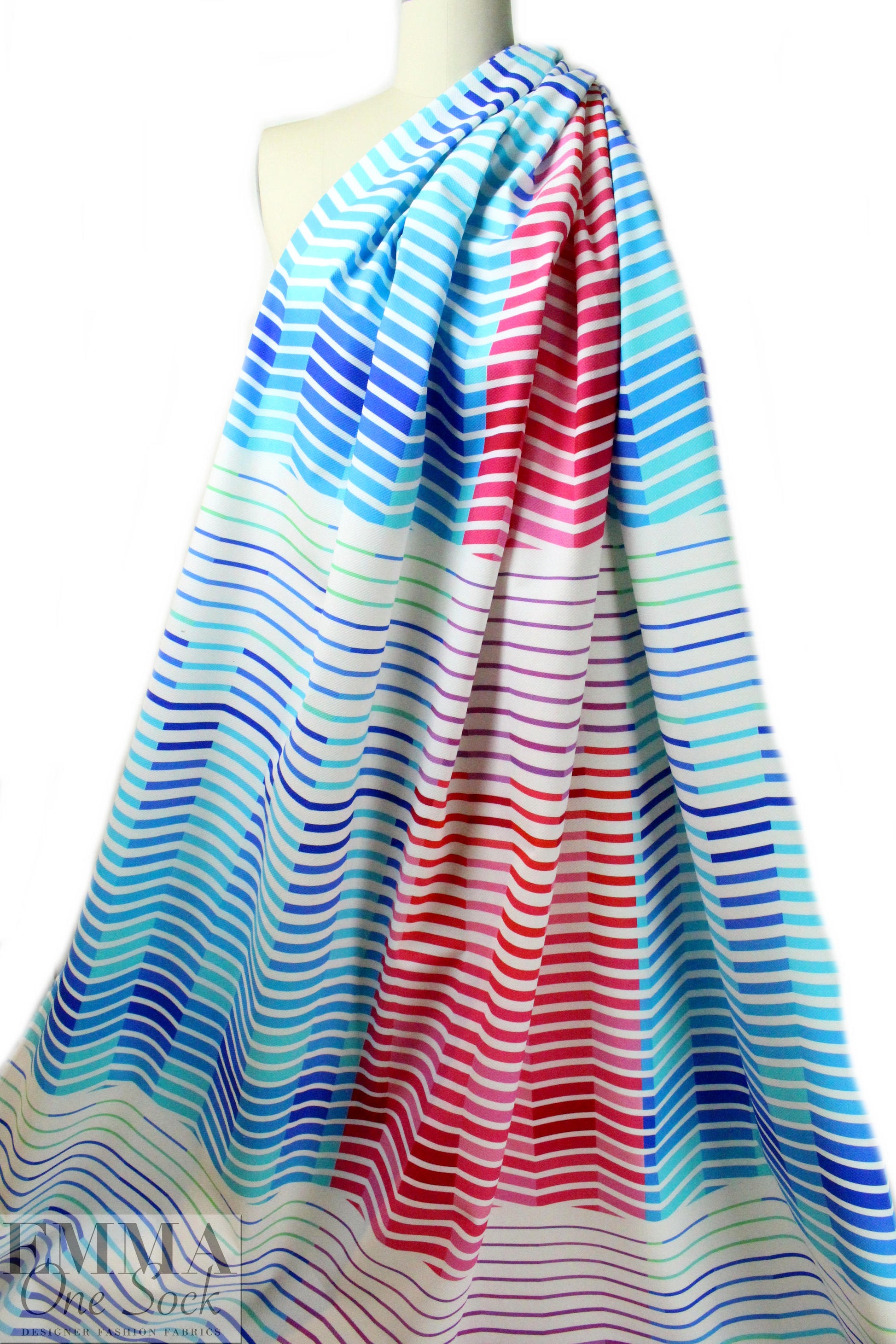 NY designer 3-D ombre' stretch cotton pique'