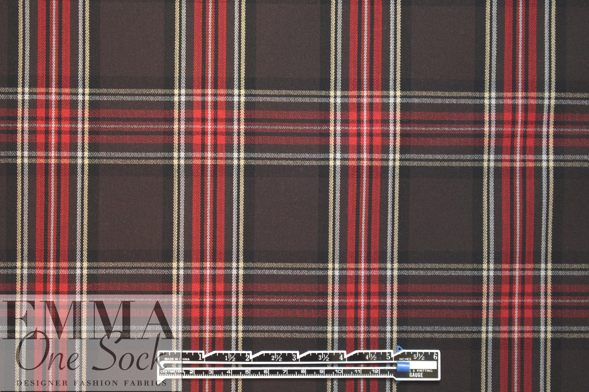 Italian stretch yarn dyed plaid - chocolate/deep red