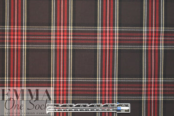 Italian stretch yarn dyed plaid - chocolate/deep red 1.875 yds