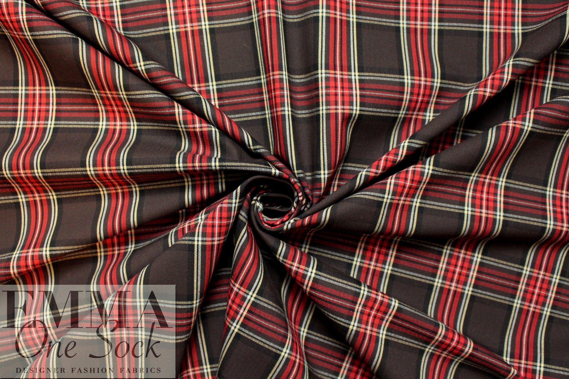 Italian stretch yarn dyed plaid - chocolate/deep red