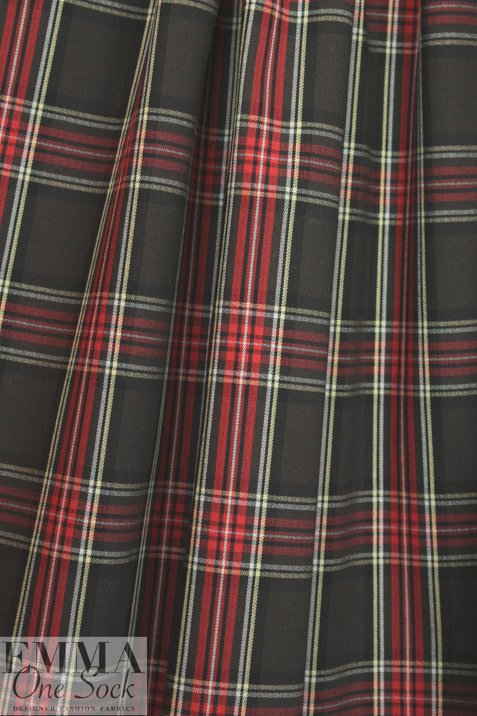 Italian stretch yarn dyed plaid - chocolate/deep red 1.875 yds