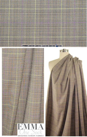 designer glen plaid stretch suiting