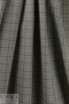 Italian stretch glen plaid suiting -  licorice/aqua/rust