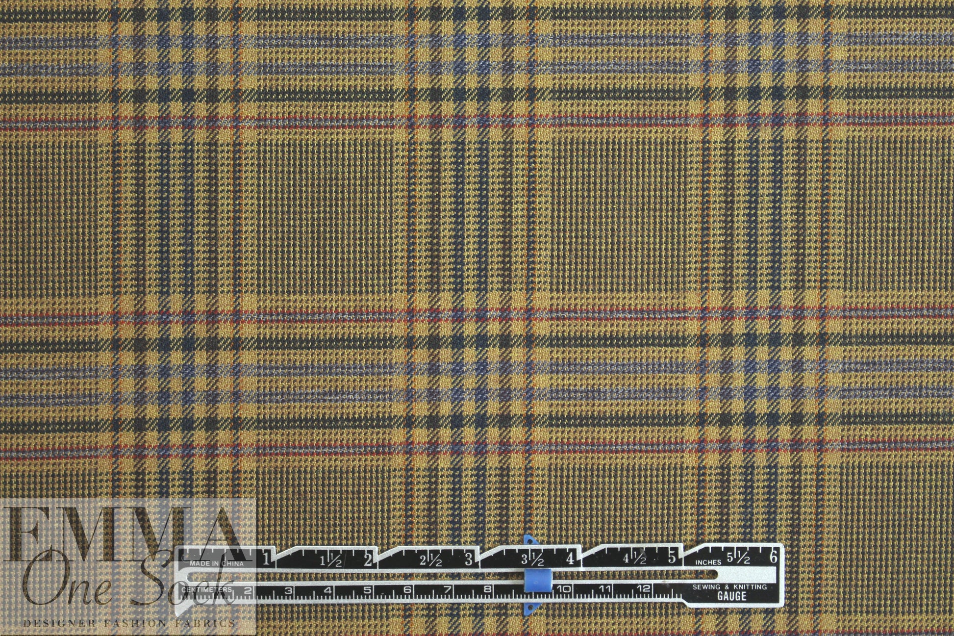 NY designer stretch yarn dyed plaid - camel glen plaid .875 yds