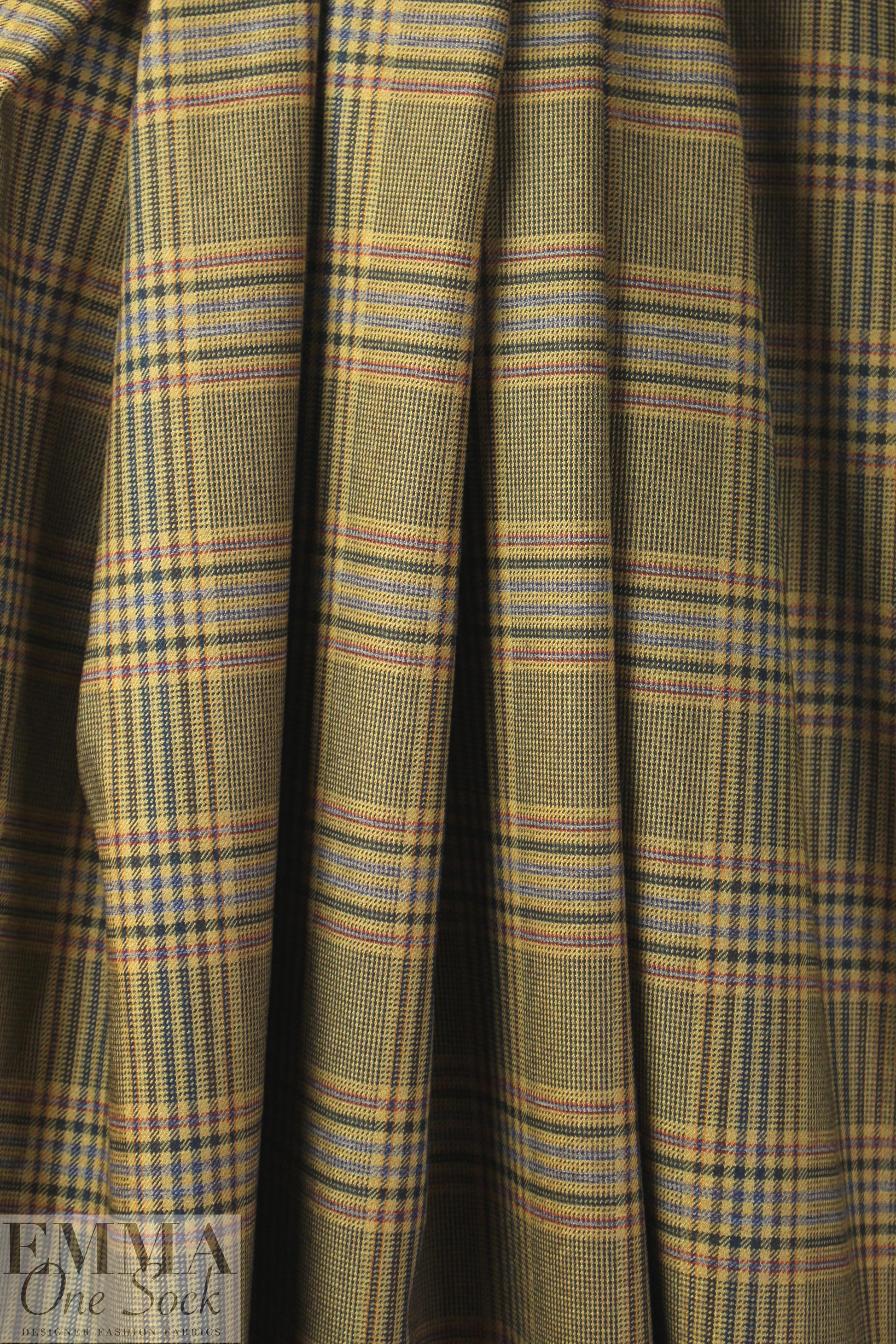 NY designer stretch yarn dyed plaid - camel glen plaid .875 yds